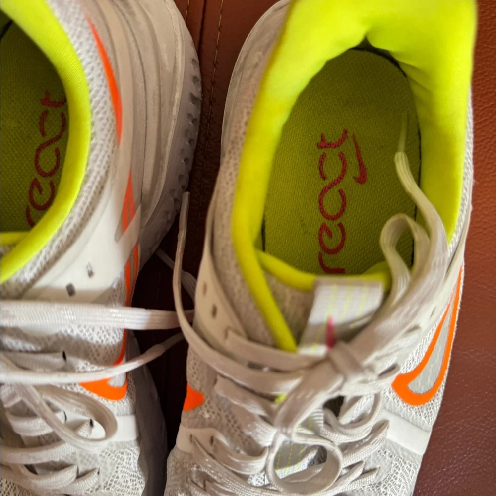 Nike White and Neon Orange Sneakers